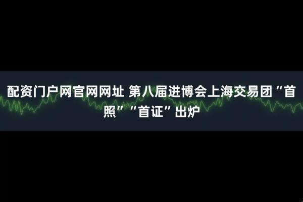 配资门户网官网网址 第八届进博会上海交易团“首照”“首证”出炉